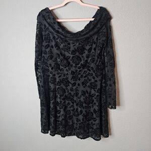 Wild Fable Dress Womens XL Black Velvet Burnout Mini Fit and Flare Special Event